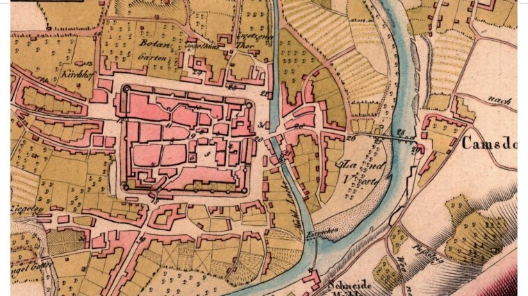 Topographische Charte der umliegenden Gegend von Jena. Nach eigenen Messungen und andern originalen Zeichnungen neu entworfen, vergrößerter Ausschnitt. Weimar 1806.